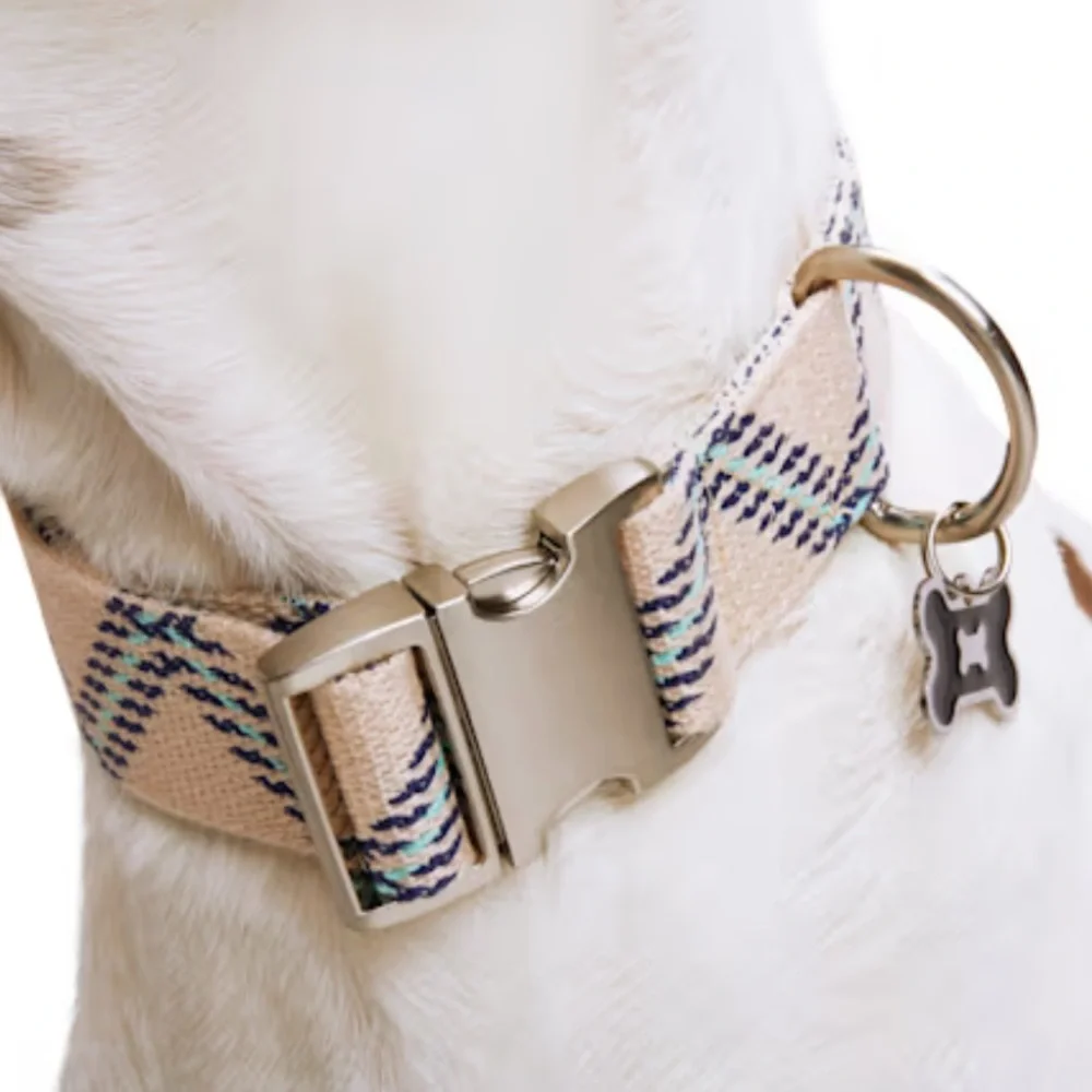 YOULY the avant-garde Geometric Print Dog Collar Blue Zig Zag XL/XXL/XXXL